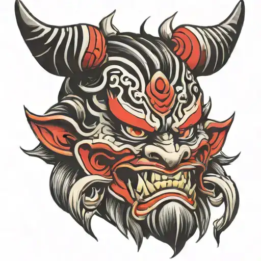 oni mask tattoo design idea