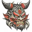 oni mask tattoo design idea