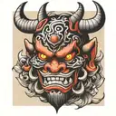 oni mask tattoo design idea