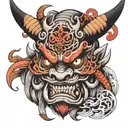 oni mask tattoo design idea