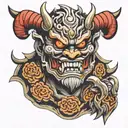 oni mask tattoo design idea