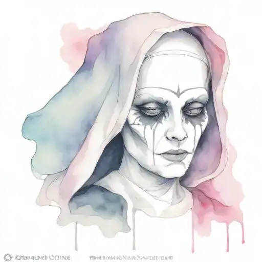 Spooky evil nun tattoo design idea