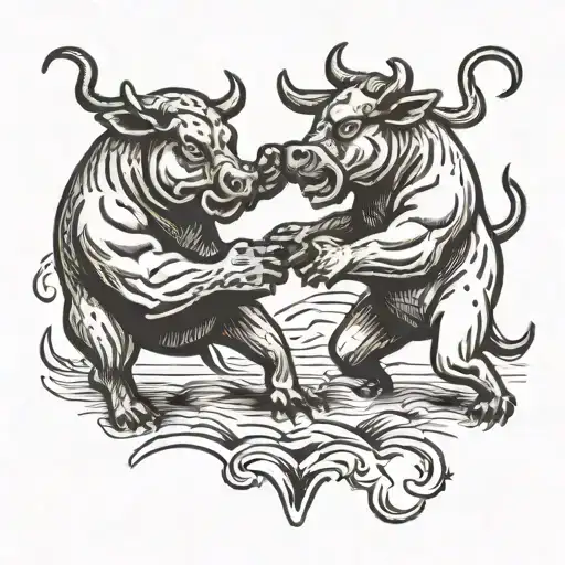 Bull and Bear fighting each other tattoo design idea