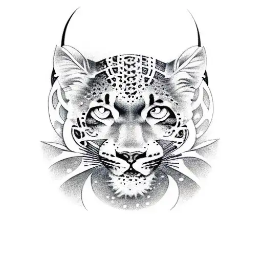 A musical note formed by a black panther and a snow leopard tattoo design idea