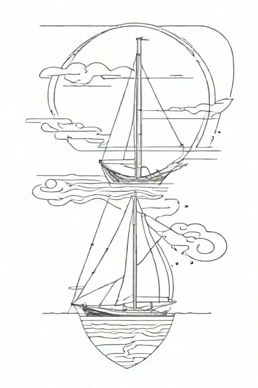 sailboat navigating tattoo design idea