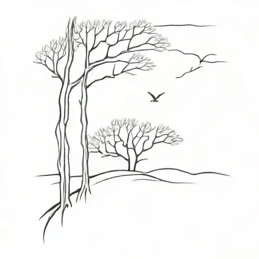 A tattoo design of a basic tree lines tattoo design idea