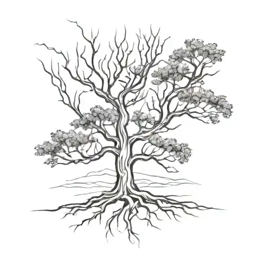 A tattoo design of a basic tree lines tattoo design idea