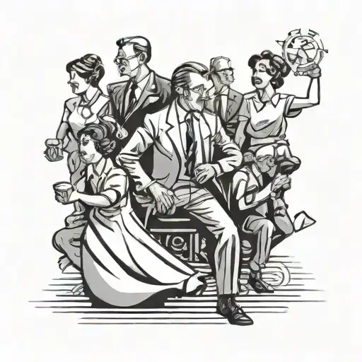 A tattoo design of a business coach guiding a group of people towards success, symbolizing your occupation and passion for helping others succeed tattoo design idea