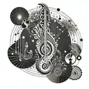 An abstract representation of spiritual enlightenment through music tattoo design idea