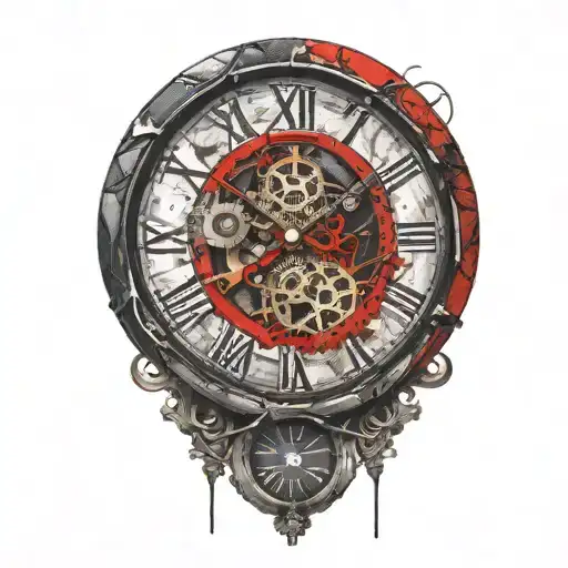 grafitti clock with mechanism tattoo design idea