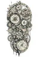 broken clock with mechanism tattoo design idea