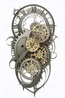 biomechanical clock face tattoo design idea