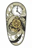 biomechanical clock face tattoo design idea