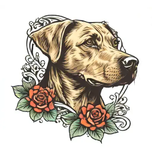 labrador retriever Benji heart tattoo design idea