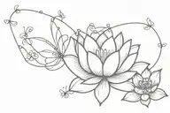 Amygdala lyrics with butter fly with Lotus flowers  tattoo design idea
