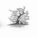 tree dead and alive split in half tattoo design idea