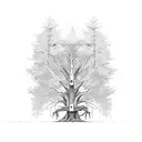 tree dead and alive split in half tattoo design idea