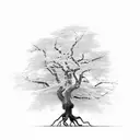 tree dead and alive split in half tattoo design idea