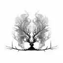 tree split in half dead  tattoo design idea
