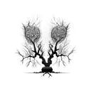 tree split in half dead  tattoo design idea