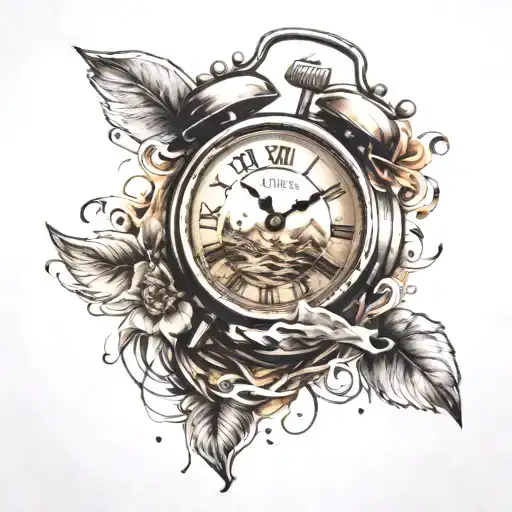 alarm clock tattoo design idea