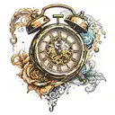 alarm clock tattoo design idea