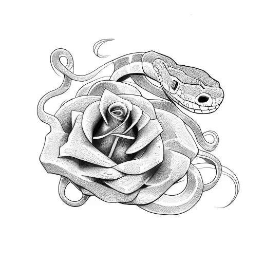 Snake and rose tattoo design idea