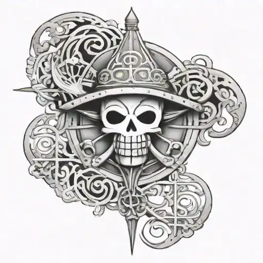 one piece anime & lotr gondolin symbol tattoo design idea