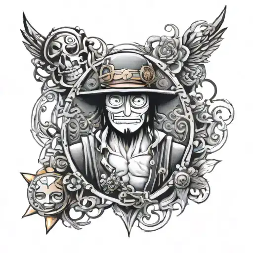 one piece & lord of the rings tattoo design idea