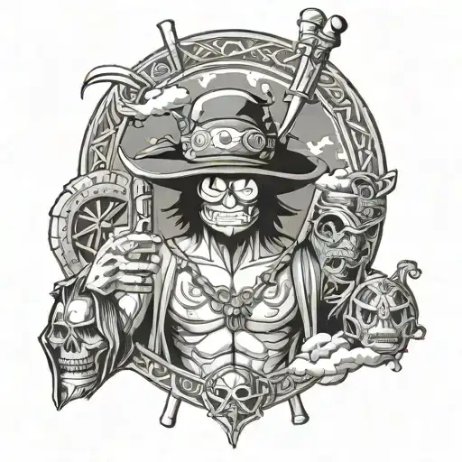 one piece & the lord of the rings tattoo design idea