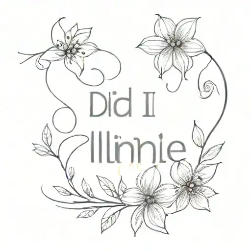 words "did I cross the line" with flowers tattoo   tattoo design idea