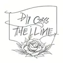 words "did I cross the line" with flowers tattoo   tattoo design idea