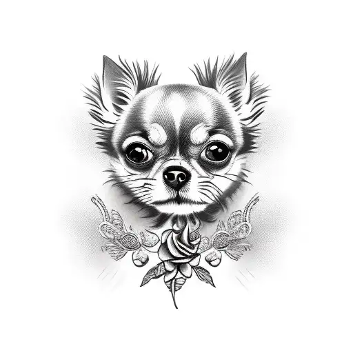 amor entre humano y chihuahua tattoo design idea