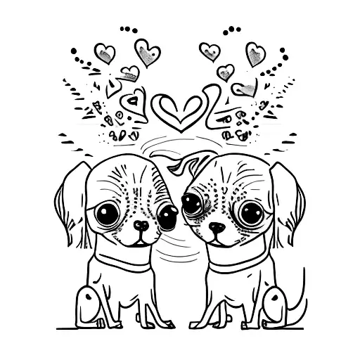 amor entre humano y chihuahua tattoo design idea
