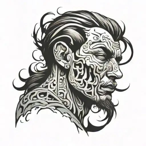 split face made tattoo design idea