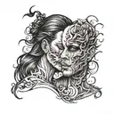 split face made tattoo design idea