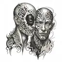 split face made tattoo design idea