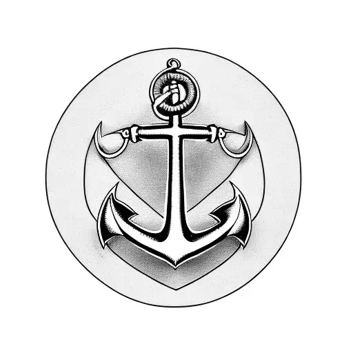A minimalistic design featuring a stylized anchor and steering wheel combined, symbolizing the client's dedication to their occupation as a seaman. tattoo design idea