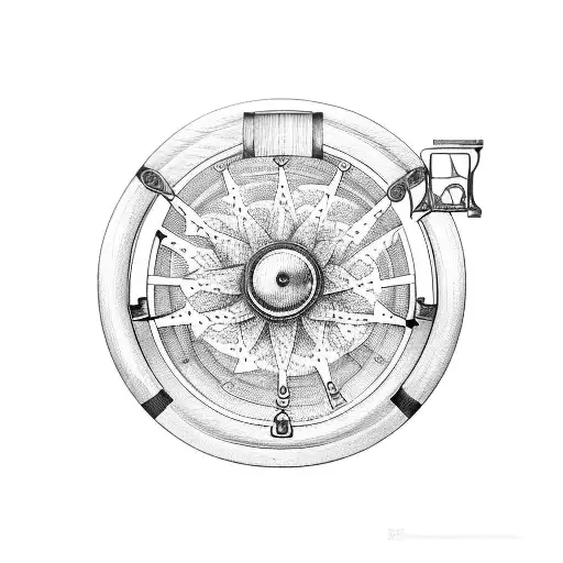 A realistic depiction of a beautifully crafted wooden steering wheel, showcasing the client's appreciation for the artistry of steering. tattoo design idea