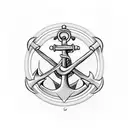 A minimalistic design featuring a stylized anchor and steering wheel combined, symbolizing the client's dedication to their occupation as a seaman. tattoo design idea