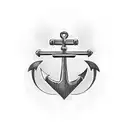 A minimalistic design featuring a stylized anchor and steering wheel combined, symbolizing the client's dedication to their occupation as a seaman. tattoo design idea