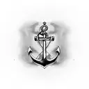 A minimalistic design featuring a stylized anchor and steering wheel combined, symbolizing the client's dedication to their occupation as a seaman. tattoo design idea