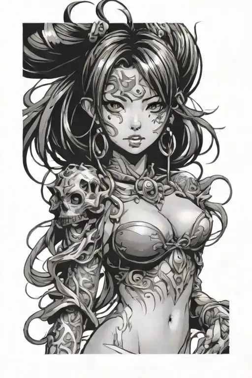 ahegao anime girl tattoo design idea
