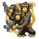 apes gangsters with gun tattoo design idea