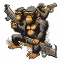 apes gangsters with gun tattoo design idea