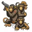 apes gangsters with gun tattoo design idea