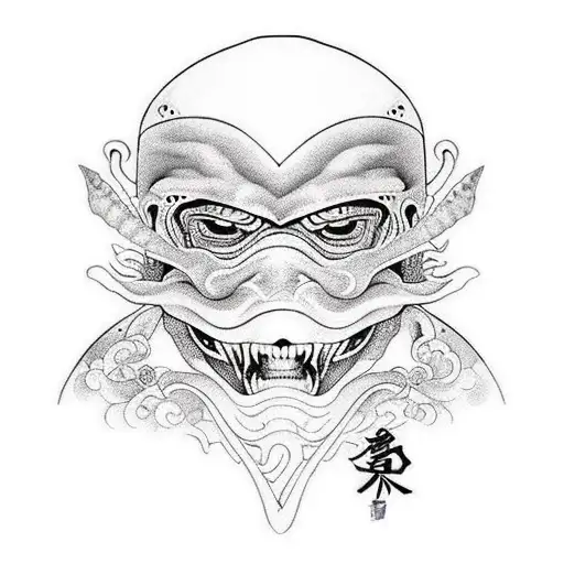 tortuga ninja miguel angel tunica con nunchakus tattoo design idea