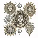 maha mritunjay mantra and shiva and trishul and yash and rekha and Deepak  tattoo design idea