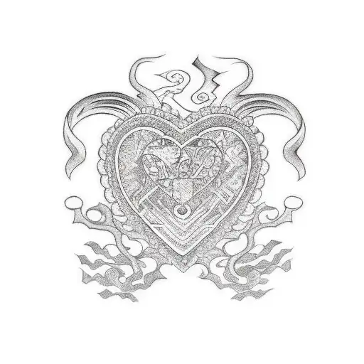 heart shaped Tribal  tattoo design idea