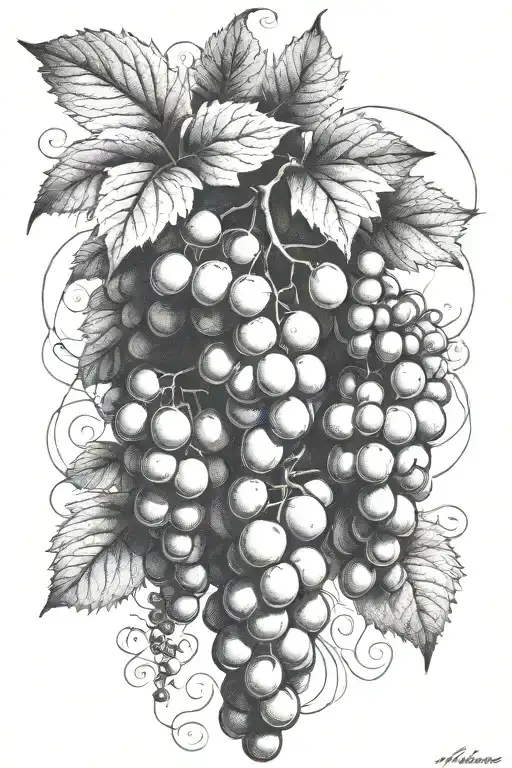 wine grapes tattoo design idea